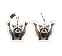 EleganceFresh Lot de 2 désodorisants avec motif Pedro raton laveur, parfum de voiture amusant, parfum fruité doux, marron, papier à suspendre, accessoires de voiture, désodorisant