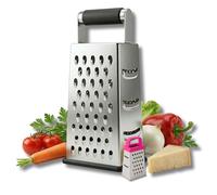 ELEGANCIO Râpe carrée antidérapante 4 en 1 en acier inoxydable 25 x 11,2 cm + mini râpe à fromage tranchante à 4 côtés, idéale comme râpe à pommes de terre, mandoline à légumes, râpe multifonction