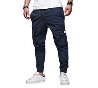 Elegancity Hommes Pantalons de Jogging Bleu Pantalons Cargo Pantalons de Sport avec 6 Prises S