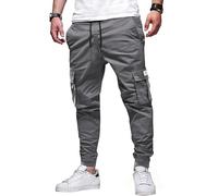 Elegancity Hommes Pantalons de Jogging Gris Pantalons Cargo Pantalons de Sport avec 6 Prises L