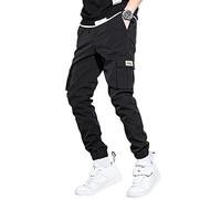 Elegancity Hommes Pantalons de Jogging Noir Pantalons Cargo Pantalons de Sport avec 6 Prises XL