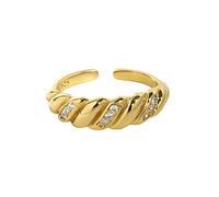 Élégant 925 Argent Personnalité Bague pour Femmes Dames Plaqué Or Minimaliste Polyvalent Twist Twist Micro-Set Zircon Anneau Bijoux Cadeau