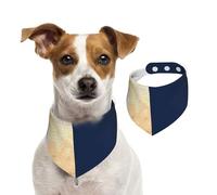 Élégant Accent de Rayures Blanches Bleu Marine en Faux Or,Bandanas pour Chien, écharpe en Coton, Bavoirs réglables pour Animaux de Compagnie,M