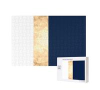 Élégant Accent de Rayures Blanches Bleu Marine en Faux Or,Puzzle Familial en Bois de 300 pièces pour Adultes et Adolescents, décoration d'intérieur