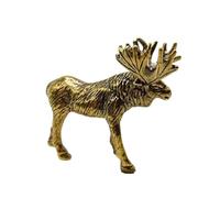 Élégant Antiquised Brass Moose Statue Statue Sculpture Réaliste Animal Miniature Figurine Home Ornement Décoratif Ornement De Salon