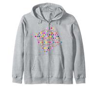 Élégant Arc-en-Ciel Couleur Polka Dot Abstrait Blanc Formes Mania Sweat à Capuche