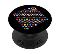 Élégant Arc-en-Ciel Couleur Polka Dot Abstrait Noir Formes Mania PopSockets PopGrip Adhésif