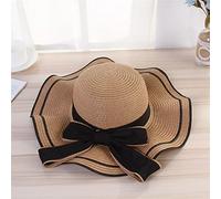 Élégant atmosphère Bow Wave Paille Chapeau Shade Couleur Couleur Assortie Femelle Holiday Suncreen Summer Sim Sun (Couleur: B, Taille: 56-58 cm)