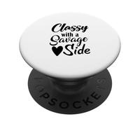 Élégant avec Un côté Sauvage (Dicton Amusant) PopSockets PopGrip Adhésif