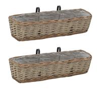 Elegant BAC A FLEUR - Jardinière de balcon 2 pcs Osier avec doublure en PE 60 cm""Bonne vie""71958 - Brun 2,55 Kg