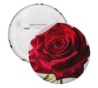 Élégant badge rond en métal avec rose rouge, broche légère pour sac à dos, épingles à boutons tendance pour chemises, vestes, châle, manteau, unisexe, 5PCS, Fer blanc, épingles rondes en métal