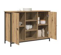 Elégant Bahut Artisan Chêne 100x35x70 cm - bois d'ingénierie et Acier - Meuble de Rangement,Vitrine &9527701