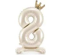Elégant Ballon debout en feuille d'aluminium Numéro ''8'' en crème claire - Idéal pour les anniversaires, Taille 84 cm ! Ajoutez du style à votre fête !