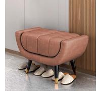 Élégant banc de rangement en velours 80 cm - Étagère à chaussures rembourrée pour entrée, chambre à coucher, salon, balcon - Repose-pieds et nizer élégants (marron)
