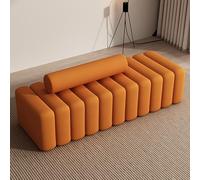 Élégant banc de rangement en velours pour chaussures d'entrée en bois massif Ottomane Repose-pieds pour chambre à coucher, salon, couloir, placard, 150,1 cm de large, assise rembourrée