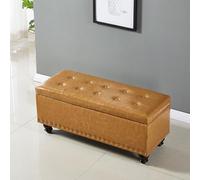 Élégant banc de rangement rectangulaire en similicuir avec espace caché - Solution de rangement élégante pour entrée et manteau long pour décoration d'intérieur et économie d'espace