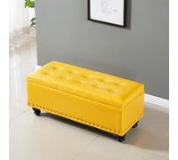 Élégant banc de rangement rectangulaire en similicuir - Siège rembourré avec compartiment de rangement caché | Nizer élégant pour entrée et décoration d'intérieur