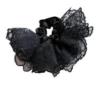 Élégant bandeau à double volant, design en dentelle française, élastique dissimulé pour queue de cheval douce pour filles, élastique invisible pour queue de cheval basse