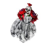 Élégant bandeau en dentelle en toile d'araignée avec motif tête de mort et rose pour Halloween, punk, cosplay, bandeau multi-usage en résine