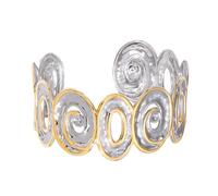 Élégant bijou bicolore en acier inoxydable martelé - Design ouvert - Découpe torsadée - Confortable à porter - Bracelet réglable - Design creux contemporain en acier inoxydable, taille unique, Comme