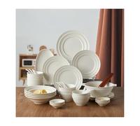Élégant Blanc En Céramique Ensemble De Vaisselle Léger Puce-Résistant Plaque Bol Collection Service pour 7 pour La Maison ou Cadeau Donner 48pcs