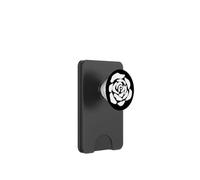 Élégant Blanc sur Noir Rose Minimaliste Bauhaus Shapes Mania PopSockets PopWallet pour MagSafe