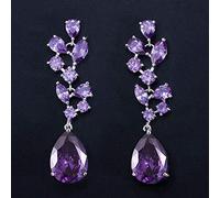 Élégant bleu foncé cubique zircone cristal long gros boucles d'oreilles enracine