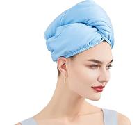 Élégant Bonnet Cheveux Séchage Femme, Serviette de Cheveux Séchage en Soie Double Couche, Turban en Microfibre Absorbant Anti-frisottis Serviette de Douche avec Bouton Cheveux Séchage Microfibre Wrap