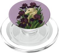 Élégant Borzoï avec Fleurs d'iris pour Amoureux des Chiens Art Floral PopSockets PopGrip pour MagSafe
