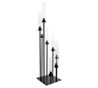 Élégant bougeoir en métal noir à 8 branches avec abat-jour en acrylique pour mariage, dîner, cérémonie et décorations de fête (1 pièce)