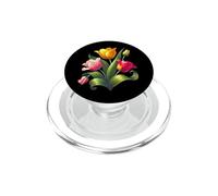 Élégant Bouquet de Tulipes Roses Rouges et Jaunes PopSockets PopGrip pour MagSafe