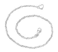 Élégant bracelet de cheville argenté Clever Schmuck Singapour - 25/27 cm - Effet torsadé avec petit coeur scintillant - Argent sterling 925