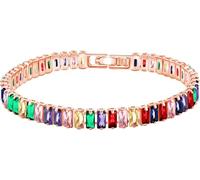 Élégant bracelet de tennis à fermoir pliable pour femme | Bracelet éternité classique en oxyde de zirconium taille 16,5 à 19,1 cm | Bijoux d'été pour fête de mariage, anniversaire, Saint-Valentin