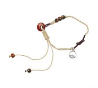 Élégant bracelet en corde tissée avec des perles uniques en ambre et bois de santal pour un look tendance