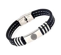 Élégant bracelet fleur de vie pour homme et femme - Mandala - Chakra - Graine de vie - Cercles sans fin - Bracelet de yoga - Géométrie sacrée - Rappel - 21 cm, 8.26 inch, Acier inoxydable Silicone