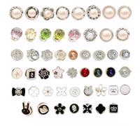 Élégant Broche de Boutons pour Femmes - Lot de 50 Badge Pin avec Bouton Jean, Décoratif Broche Femme pour Fermeture de Décolleté, Vêtement et Écharpe - Magnifique Broche de Dessin Animé et B