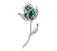 Elegant Brooches Pins Women's Brooch Pins Crystal Rose Flower Brooch Bridal Wedding Jewelry Accessories Covered Scarves (White Free Size)