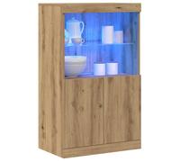 Elégant Buffet avec lumières LED Chêne Artisan 60x37x100 cm - Meuble de Rangement,Vitrine &1763387