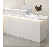Élégant bureau de réception avec éclairage LED et plateau de clavier et grand espace de rangement - Comptoir élégant pour le commerce de détail et les espaces professionnels