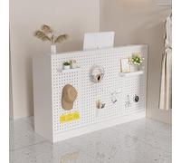 Élégant bureau de réception avec étagère verrouillable pour clavier et étagères de présentation - Comptoir de vente au détail de 100 cm pour salon, bureau, hall d'entrée et maison - Support élégant
