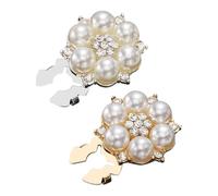 Elegant Button Covers - Chic Flower Shape Sewing Button | 2 Pieces Shirt Jewelry with Rhinestone Pearl Design, Metal Accessory with Clothing Craft, Wedding Dress Sewing Decoration for Business Fashion
