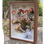 Élégant cadre photo fait main en argile avec éléments floraux 3D pour une présentation créative (53,3 x 76,2 cm, couleur noyer)