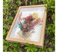 Élégant cadre photo fait main en argile avec éléments floraux 3D pour une présentation créative (couleur bois)