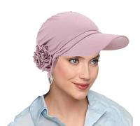 Élégant chapeau chimio à visière pour femme - Turban élastique avec bord doux et souple - Pour perte de cheveux - Protection solaire - Casquette de baseball, violet, taille unique