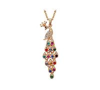 Elegant Charming Necklace for Women & Fashion Women Multi-Color Long Peacock Rhinestone Wedding Sweater Necklace, Best Gift for Her,Colour:Golden (Color : Golden)