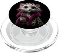 Élégant Chaton Portrait Mode Chat Rose vin Graphique Grand PopSockets PopGrip pour MagSafe