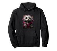 Élégant Chaton Portrait Mode Chat Rose vin Graphique Grand Sweat à Capuche