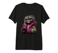 Élégant Chaton Portrait Mode Chat Rose Vin Graphique Ornement T-Shirt Haut de Gamme