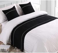 Élégant chemin de lit noir - 50 x 210 cm - Couvre-lit de luxe pour lit simple, grand lit, très grand lit - Décoration élégante pour la maison et l'hôtel