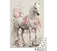 Élégant Cheval Blanc 1000 Pièce Stock De Cartes Premium Puzzle Premium pour Enfants Débutants Jeu Éducatif Cadeaux 38x26cm/1000pcs